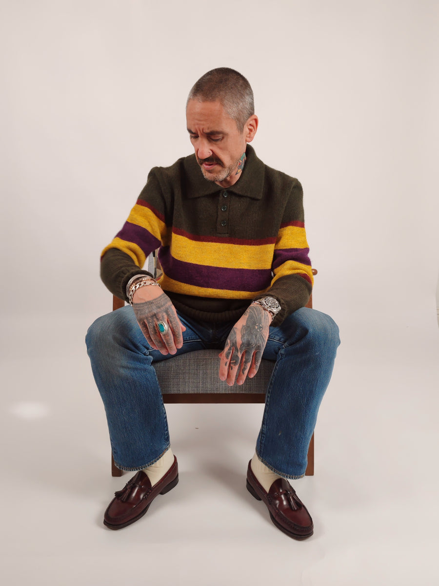 Eric Knitted Rugger Jumper - Green