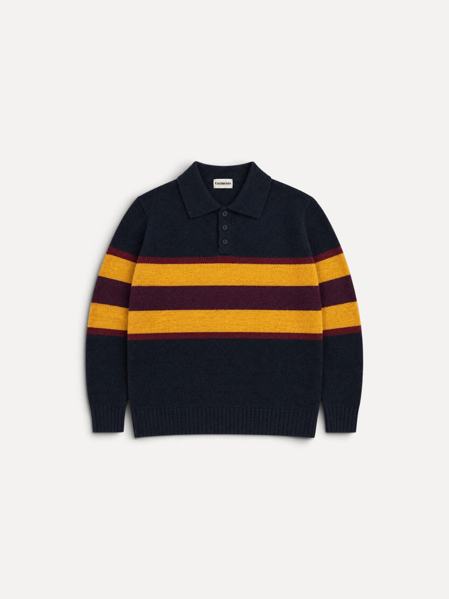 Eric Knitted Rugger Jumper - Navy