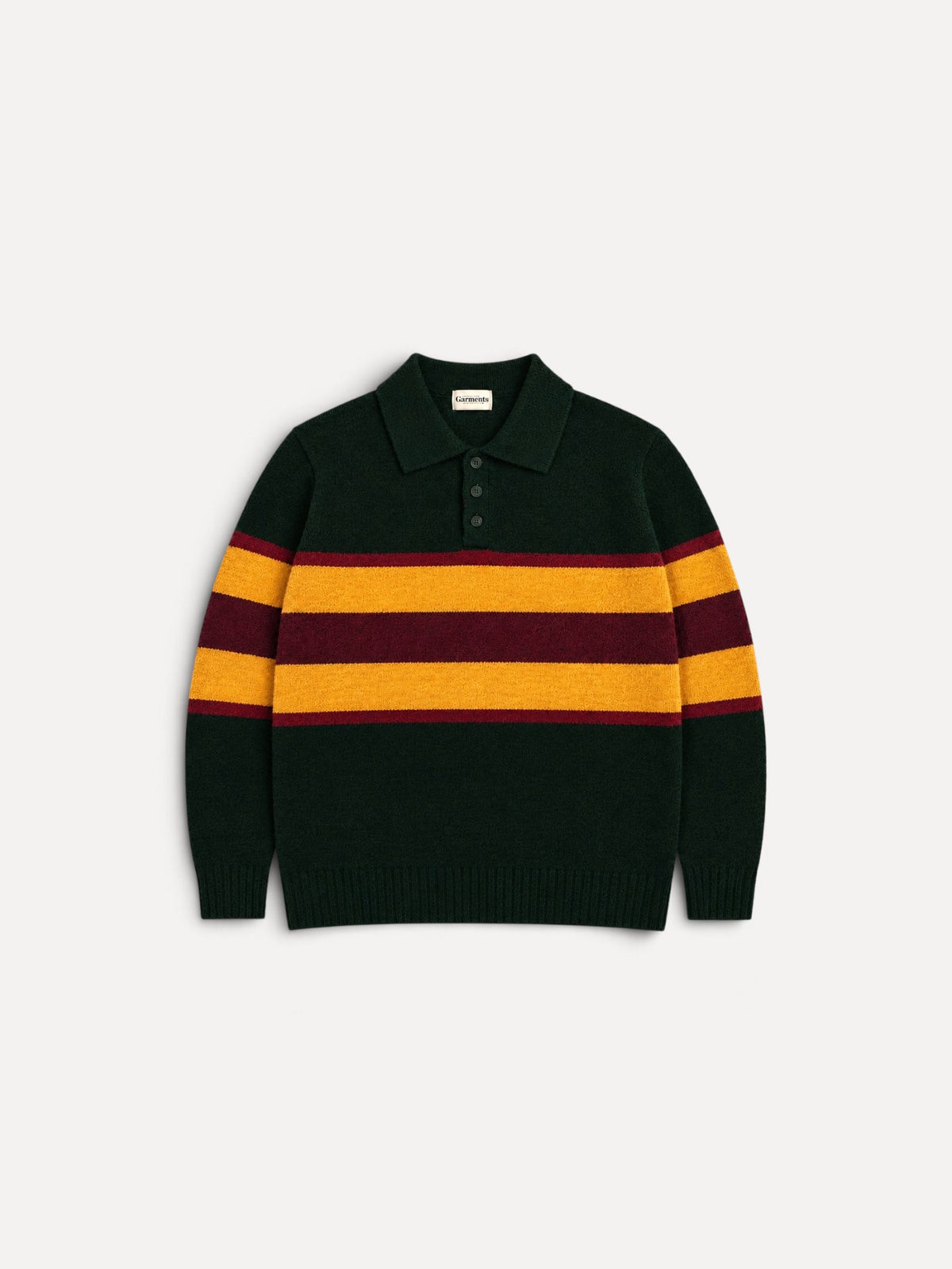Eric Knitted Rugger Jumper - Green