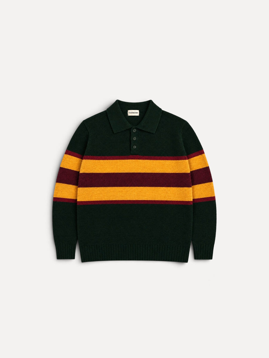 Eric Knitted Rugger Jumper - Green