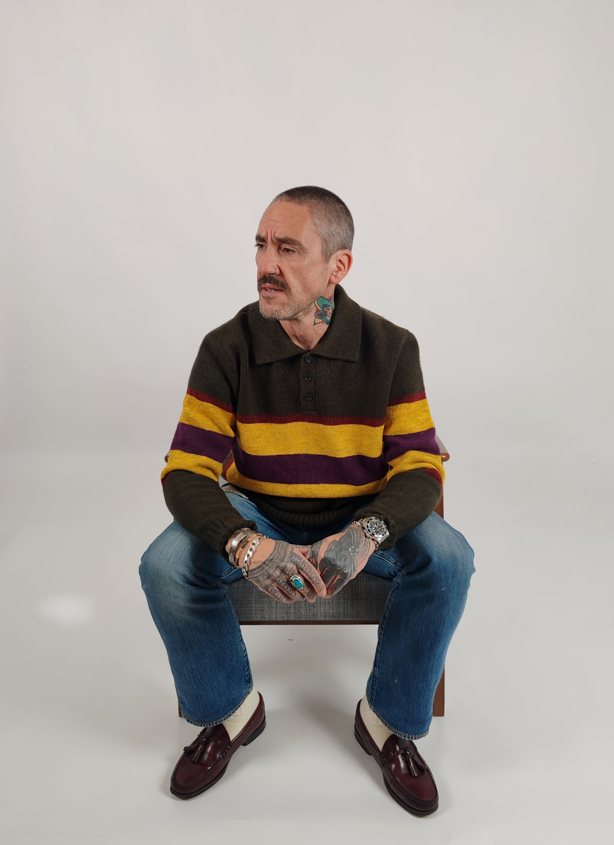 Eric Knitted Rugger Jumper - Green