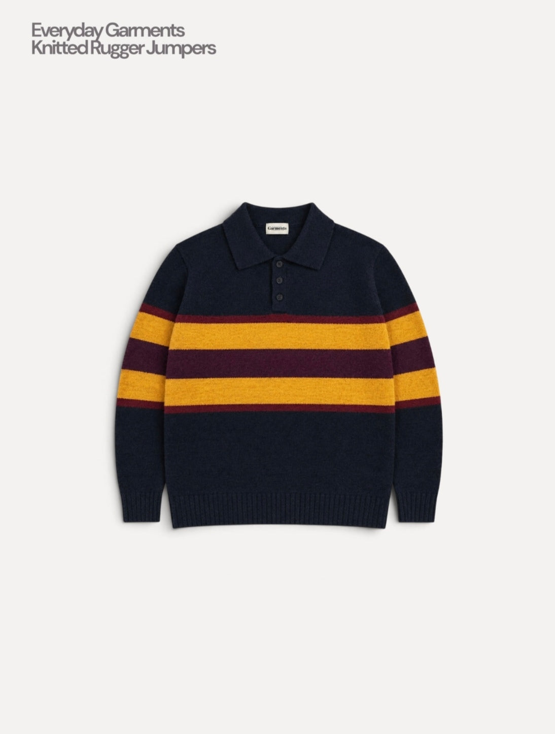 Eric Knitted Rugger Jumper - Navy